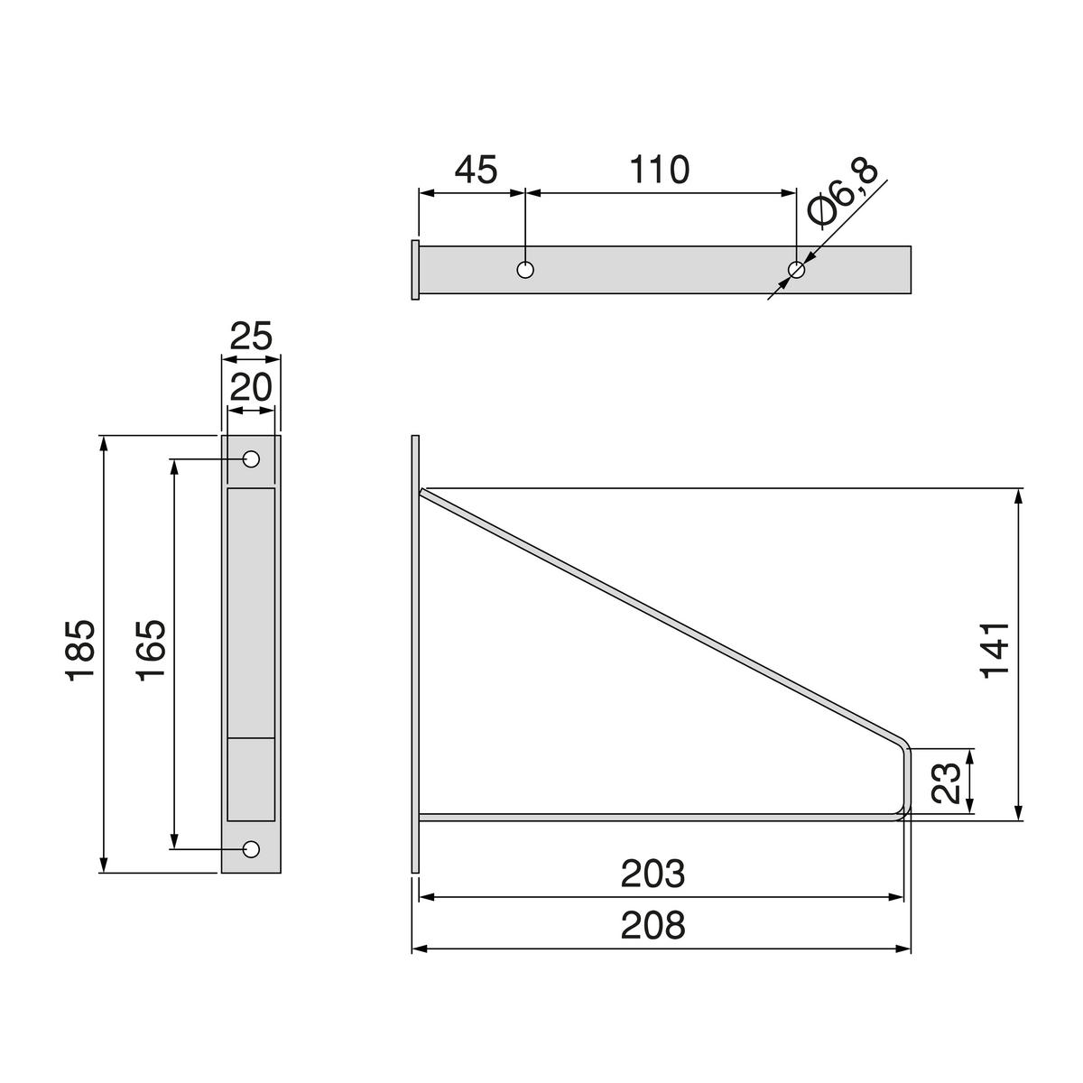TRÄGER-SET für Regale in Holz Shelf mit dreieckiger Form, Stahl, Weiß - Weiß, Metall (22.5/3/22cm) - EMUCA