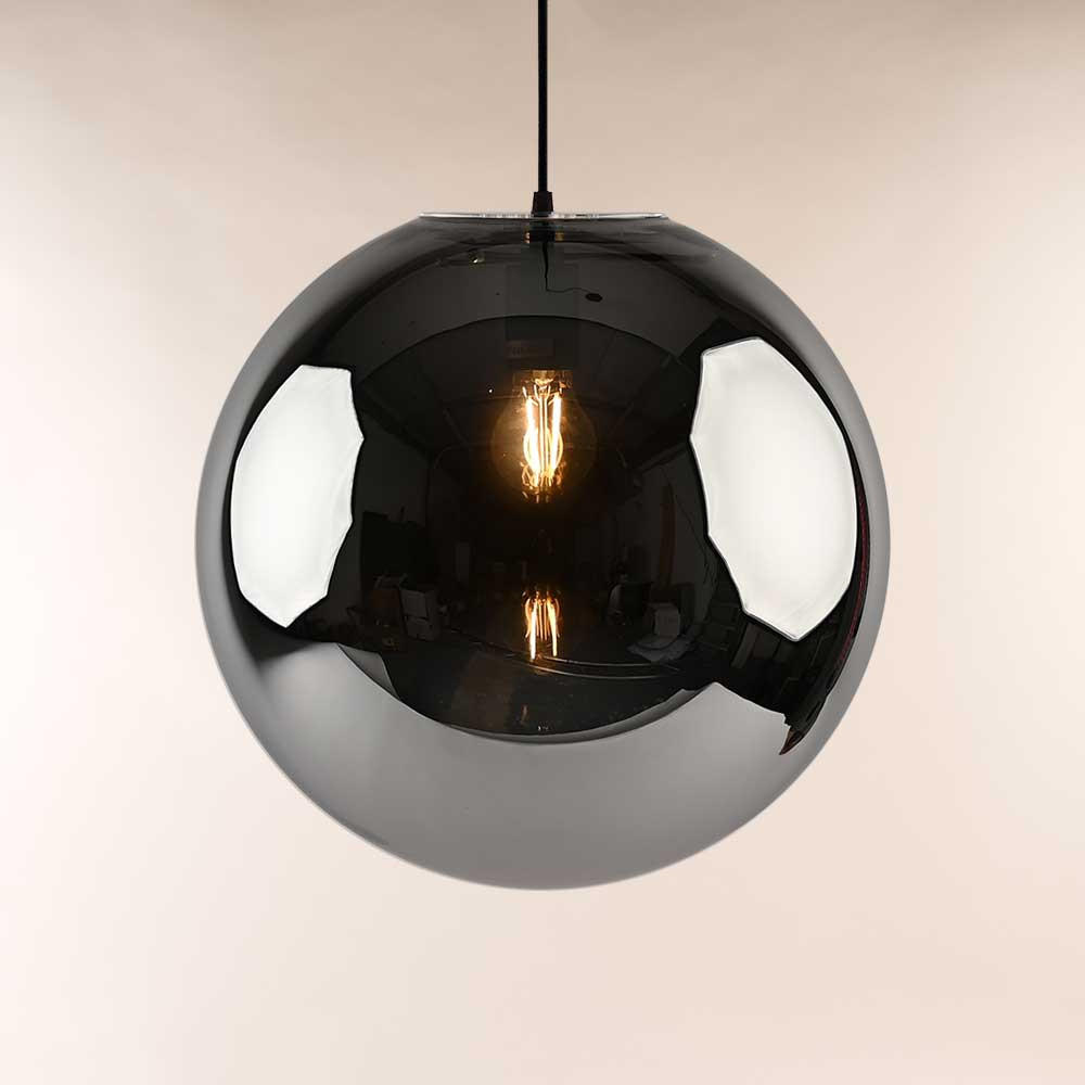 PENDELLEUCHTE Orb Schwarz/Rauch Ø 40cm - Schwarz/Grau, Glas (40/40/40cm) - s.luce