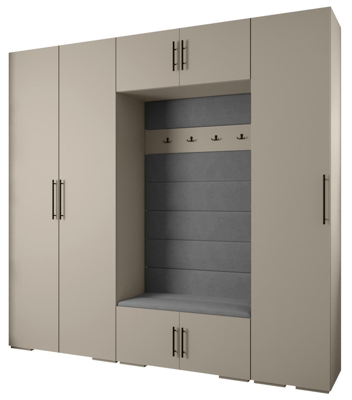 GARDEROBEN-SET 236,7/250/47 - Kaschmir/Schwarz, Holz/Kunststoff (250/236.7/47cm) - Abiks Möbel