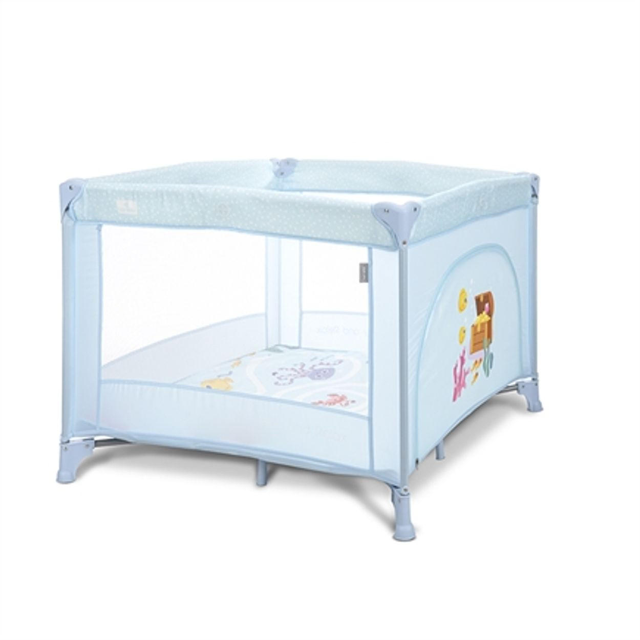 LAUFSTALL Play`n Relax blau 100 x 100 cm, seitliche Öffnung, Matratze, Tragetasche, Babyreisebett - Blau, Metall (100/75/100cm) - Lorelli