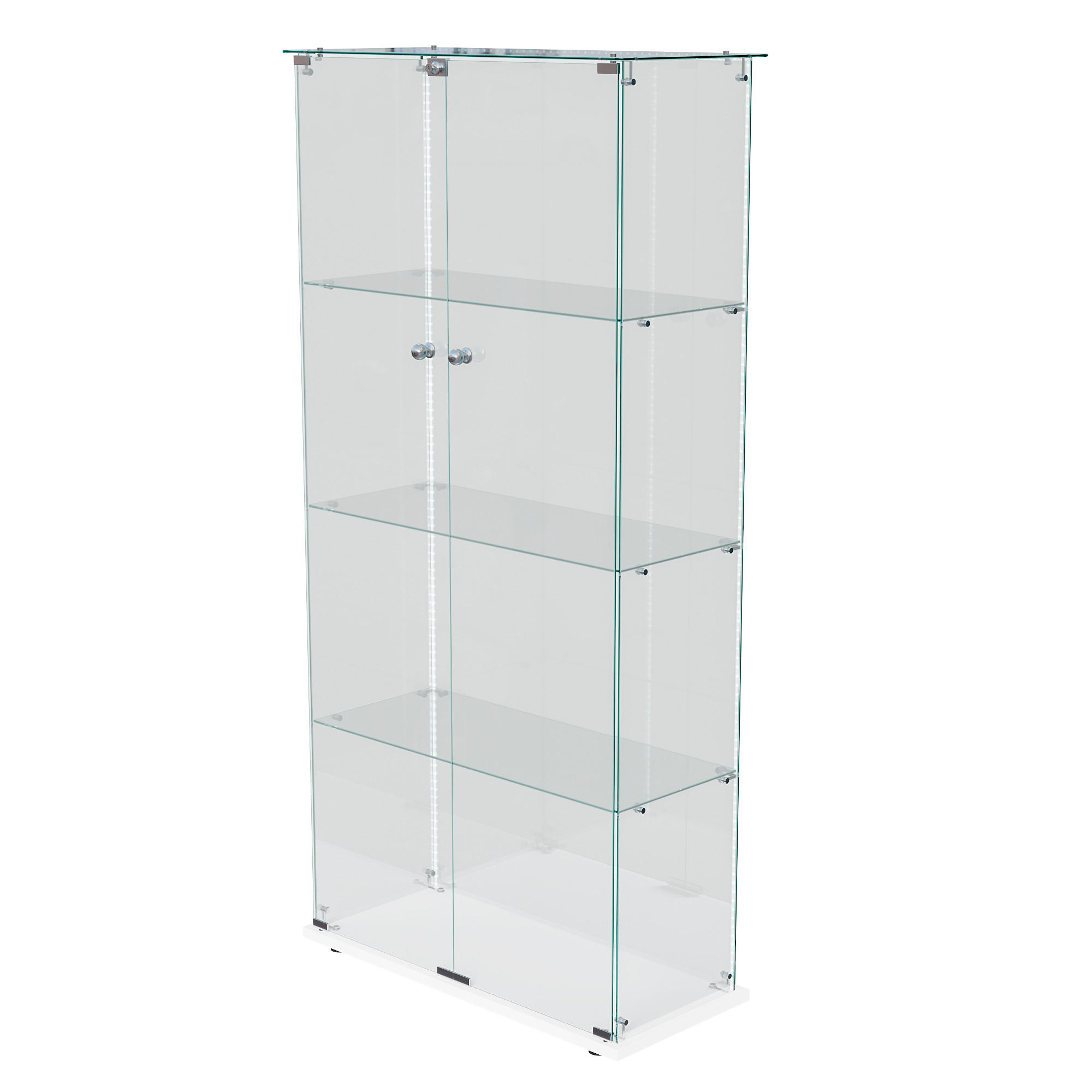 GLASVITRINE 78x35x163 cm 2 Türen 4 Einlegeböden LED weiß - Weiß, Holz (78.5/163/35cm) - Fortuna Lai
