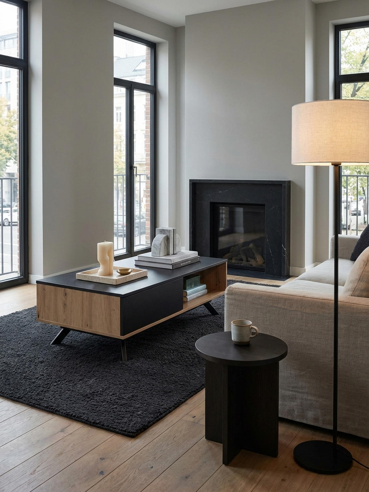 COUCHTISCH Eiche-Dekor Schwarz mit Stauraum, Wasserabweisend, 110x60x38 cm - Schwarz/Braun, Holz/Metall (60/110/38cm) - KADIMA DESIGN