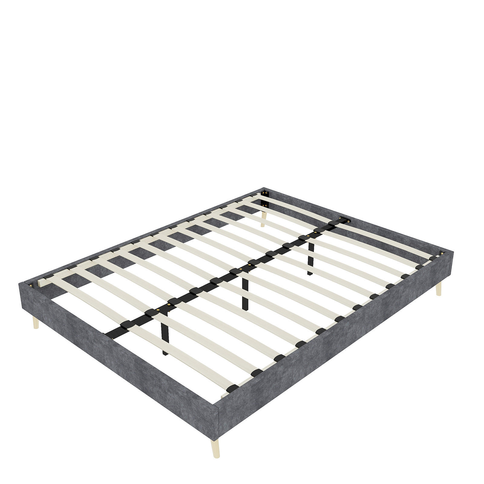 POLSTERBETT 140/200 cm DE-35497 mit Samtbezug Grau - Grau, Metall (140/200cm) - ComfortXL