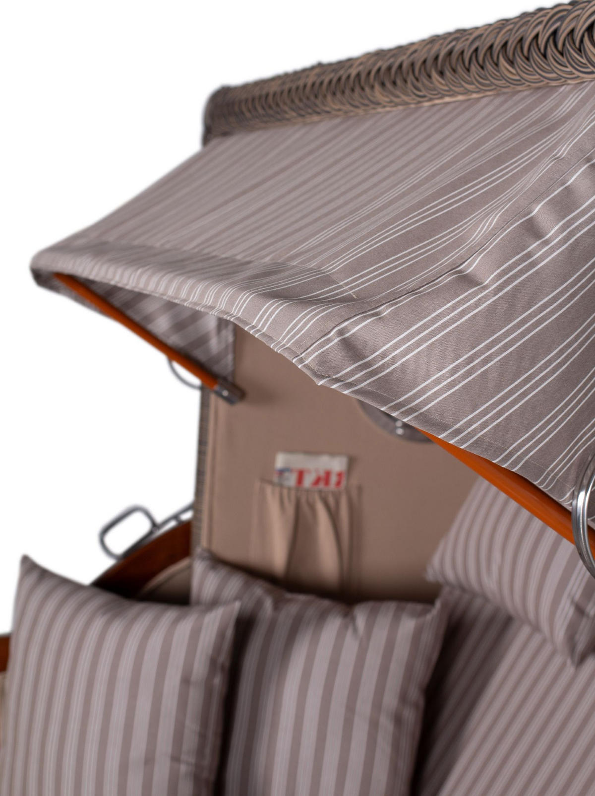 STRANDKORB Komplettset: Ammersee Grande XL Mahagoni Bullauge - PE grau - Modell 501 - Braun/Grau, Holz/Kunststoff (142/165/95cm) - bene living