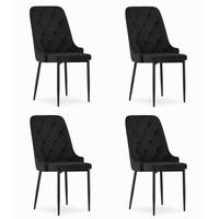 ESSZIMMERSTUHL 4er Set Schwarzer Velours, gepolsterte Rückenlehne, bequeme Sitzfläche - Schwarz, Textil (48/94/58cm) - Best For Home