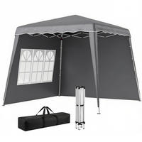 FALTPAVILLON, 2,89 x 2,89 m, mit Seitenwänden, höhenverstellbar, UV-Schutz 50+, Grau - Grau, Metall (289/253/289cm) - Vallsero