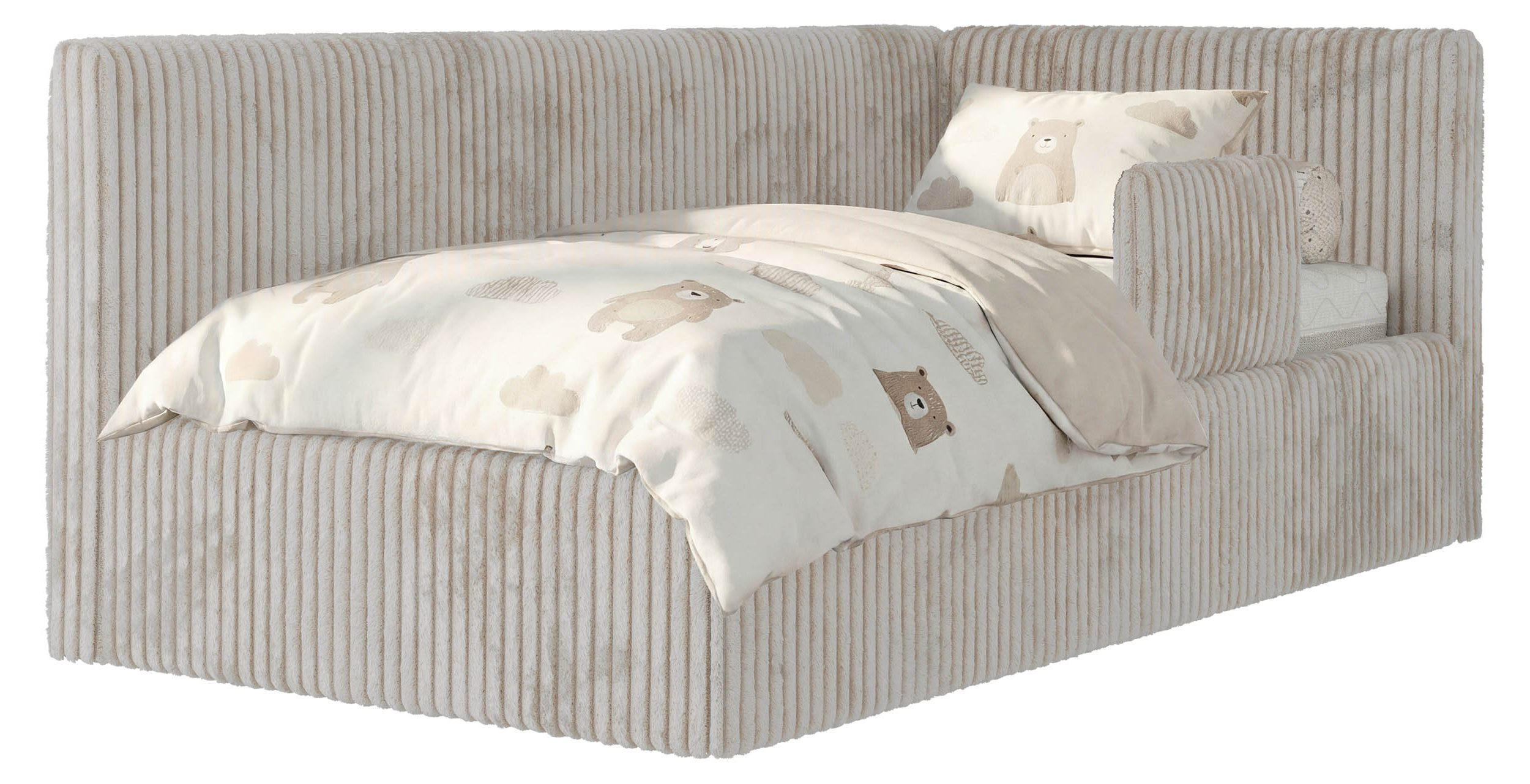 POLSTERBETT TILVO ALTA 90/200 - Beige Cord - Multitaschenfederkernmatratze - Rechts - Beige, Textil (200/90cm) - MKS