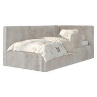 POLSTERBETT TILVO ALTA 90/200 - Beige Cord - Multitaschenfederkernmatratze - Rechts - Beige, Textil (200/90cm) - MKS