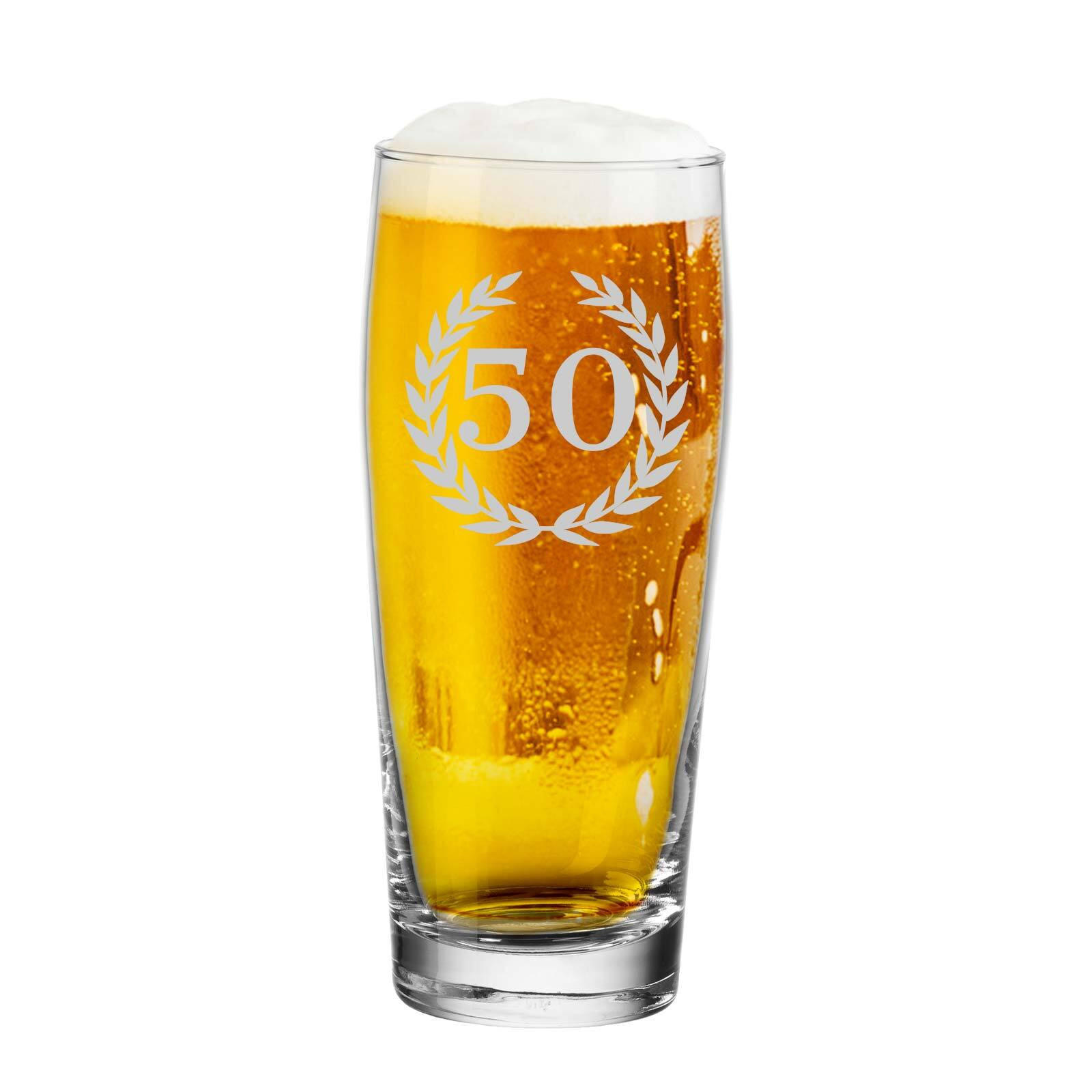 WILLI BECHER BIERGLAS MIT GRAVUR 50. Jubiläum transparent 0,5 l - Transparent, Glas (0.5L) - LUXENTU