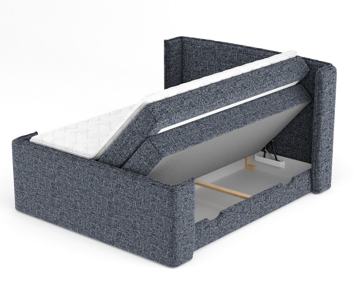BOXSPRINGBETT Freeland Marineblau 160/200 cm mit Matratze und Topper - Schwarz/Dunkelblau, Holz/Holzwerkstoff (160/200cm) - Maison de Reve
