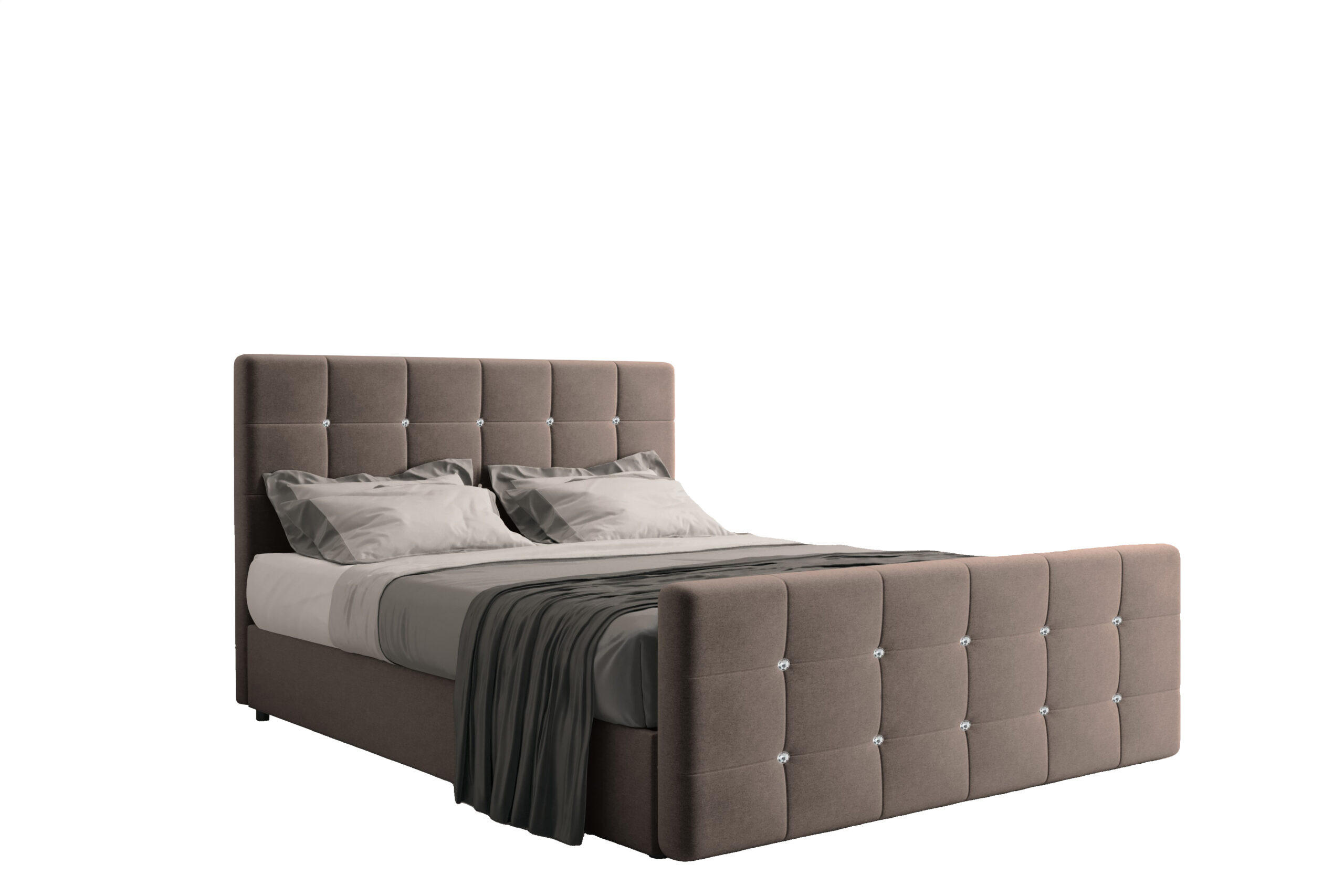 BOXBETT Mit Bettkasten Und Matratze Topper ROMA 140x200 cm Braun H2-Pocket - Dunkelblau/Braun, Holz/Holzwerkstoff (140/200cm) - Kaiser Möbel