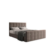 BOXBETT Mit Bettkasten Und Matratze Topper ROMA 140x200 cm Braun H2-Pocket - Dunkelblau/Braun, Holz/Holzwerkstoff (140/200cm) - Kaiser Möbel