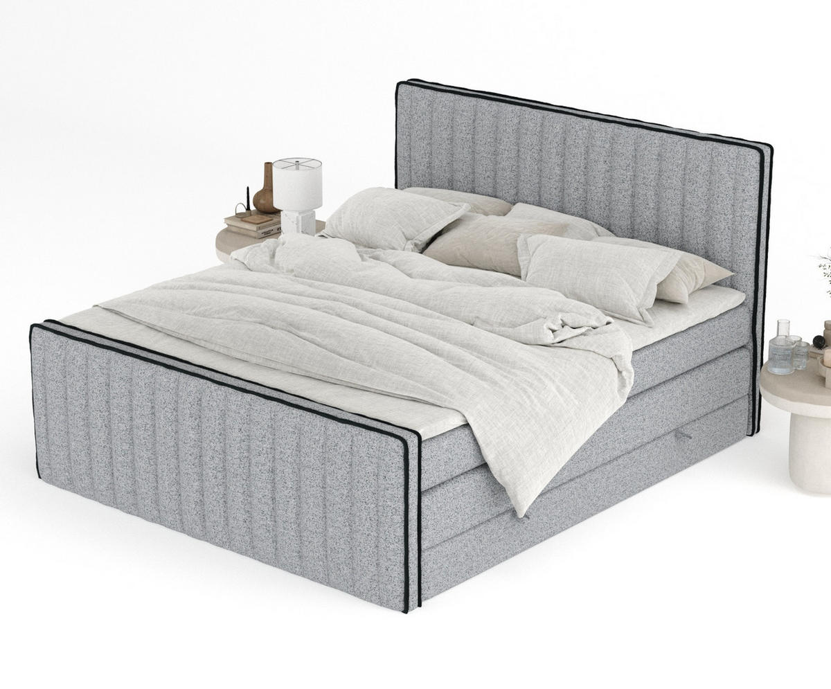 BOXSPRINGBETT Nocturne Grau 140/200 cm - Schwarz/Grau, Holz/Holzwerkstoff (140/200cm) - Maison de Reve