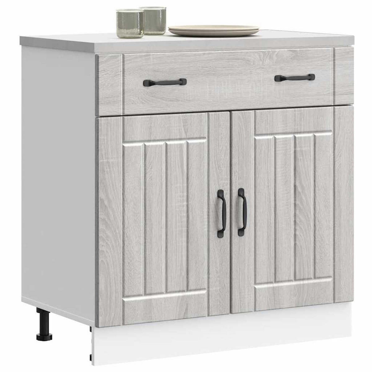 KÜCHEN-UNTERSCHRANK Lucca Grau Sonoma Holzwerkstoff - Grau, Holzwerkstoff (46/81.5/80cm) - vidaXL