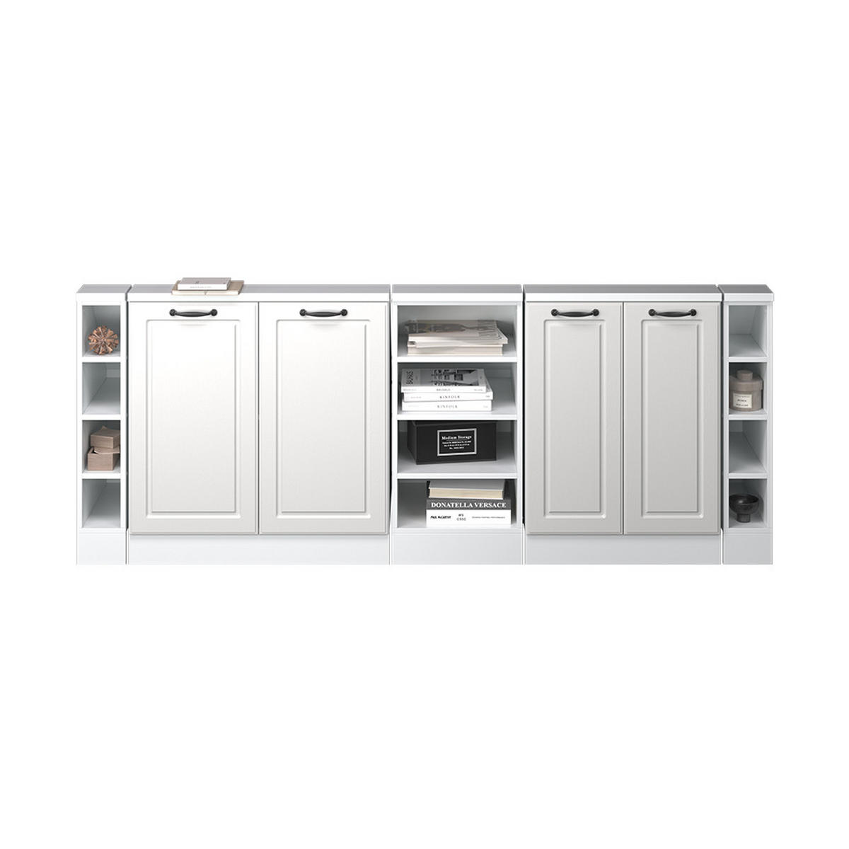 DACHSCHRÄGENSCHRANK-SET Rion Weiß Landhaus/Weiß 5er Set - Weiß, Holzwerkstoff (215/81.6/46cm) - Vicco