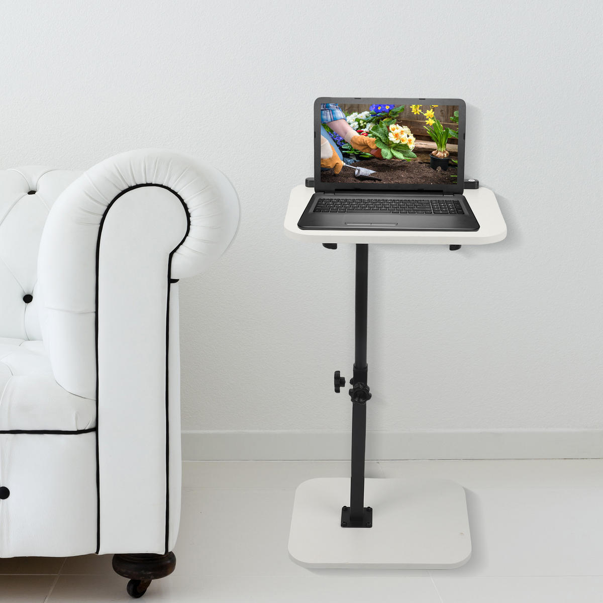 NACHTTISCH aus Massivholz, höhenverstellbarer Laptoptisch für Zuhause, 15 mm dick, mit Buchstütze, weiß - Weiß, Holz (40/30/80cm) - Ej. Life