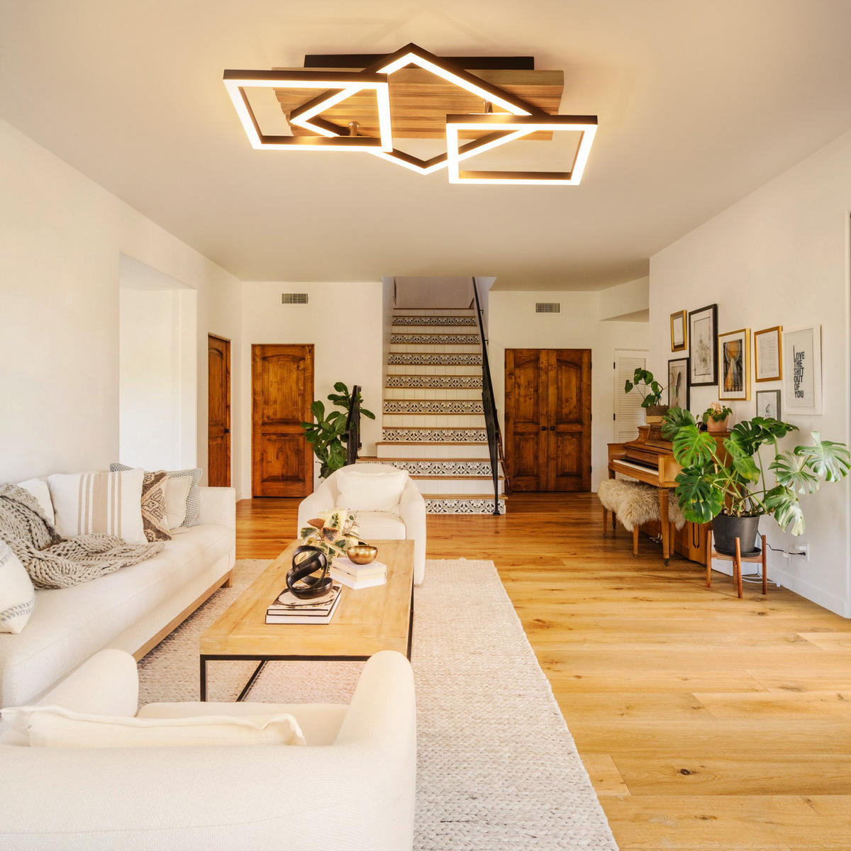 LED DECKENLEUCHTE Dravon 57/31/8.8 cm - Schwarz/Braun, Holz/Metall (57/31/8.8cm) - ZMH