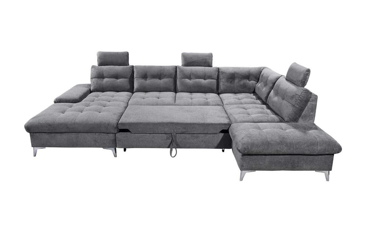 WOHNLANDSCHAFT mit Schlaffunktion und Bettkasten - Chromfarben/Titanfarben, Holz/Kunststoff (218/107/324cm) - ed exciting design