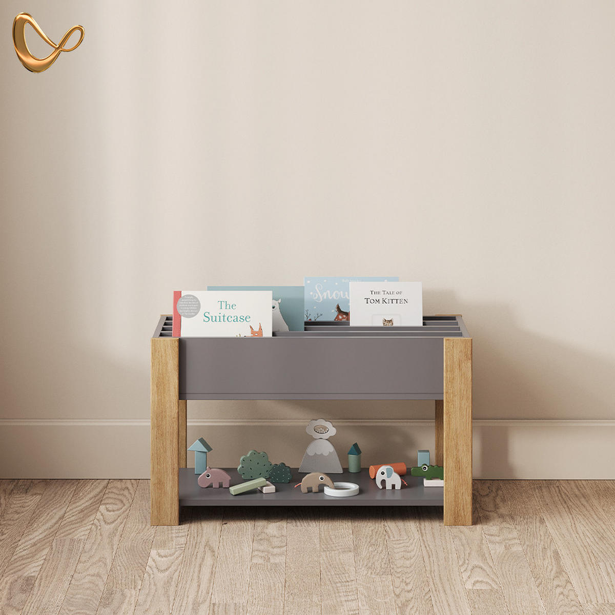 KINDERREGAL Mailo Grau/Artisan 80 x 46 cm - Eiche Artisan/Grau, Holzwerkstoff (80/46/40cm) - Livinity®