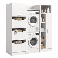 WASCHMASCHINENUMBAU 3tlg. Set Mixx Bad in weiß Nachbildung - modernes Design - B/H/T: 176x195x68 cm - Weiß, Holzwerkstoff (176/195/68cm) - Homes & Jones