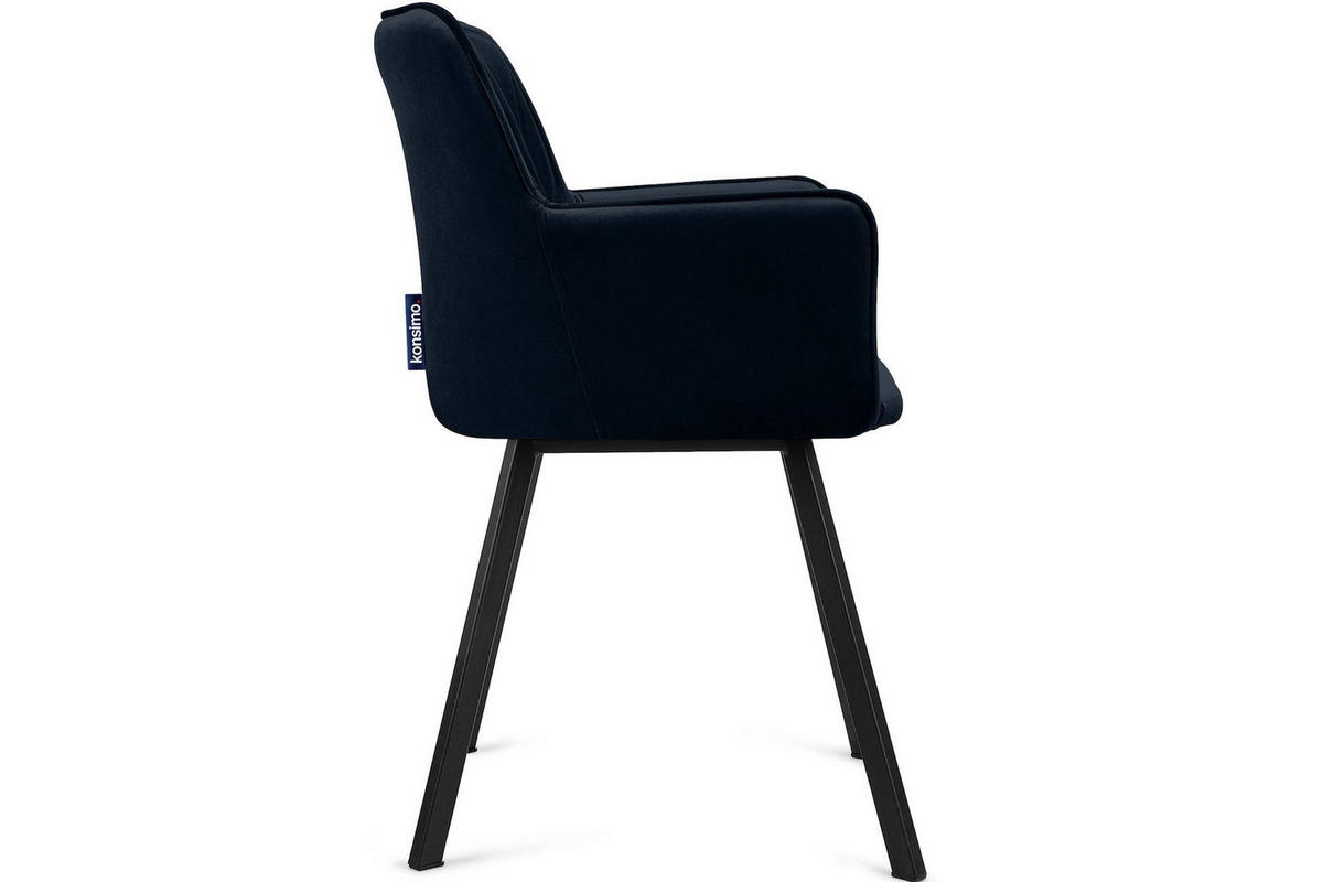 ESSZIMMERSTUHLE PYRUS 2-tlg Velours-Sitz, Dunkelblau - Schwarz/Dunkelblau, Textil/Metall (56/84/46cm) - KONSIMO®