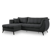 ECKSOFA MOLLIS Graphitfarben Geflochtener-Stoff mit Schlaffunktion - Graphitfarben, Holz (241/154cm) - MASSENO