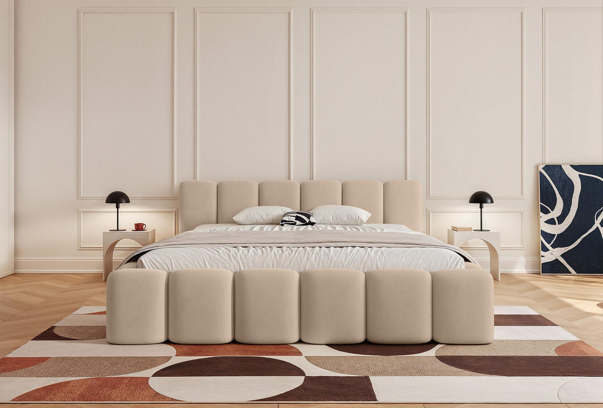 POLSTERBETT Limata 200x200 cm, Beige - Beige, Textil (200/200cm) - Fedve