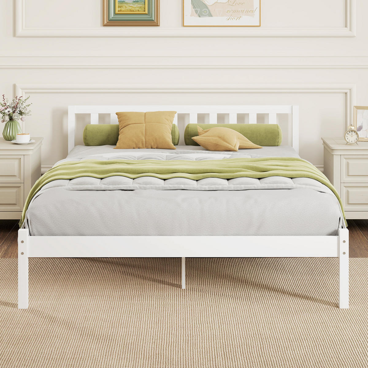 BETT 140x190 cm DE-14673 massives Kiefernholz mit Lattenrost Natur - Weiß, Holzwerkstoff (140/190cm) - ComfortXL