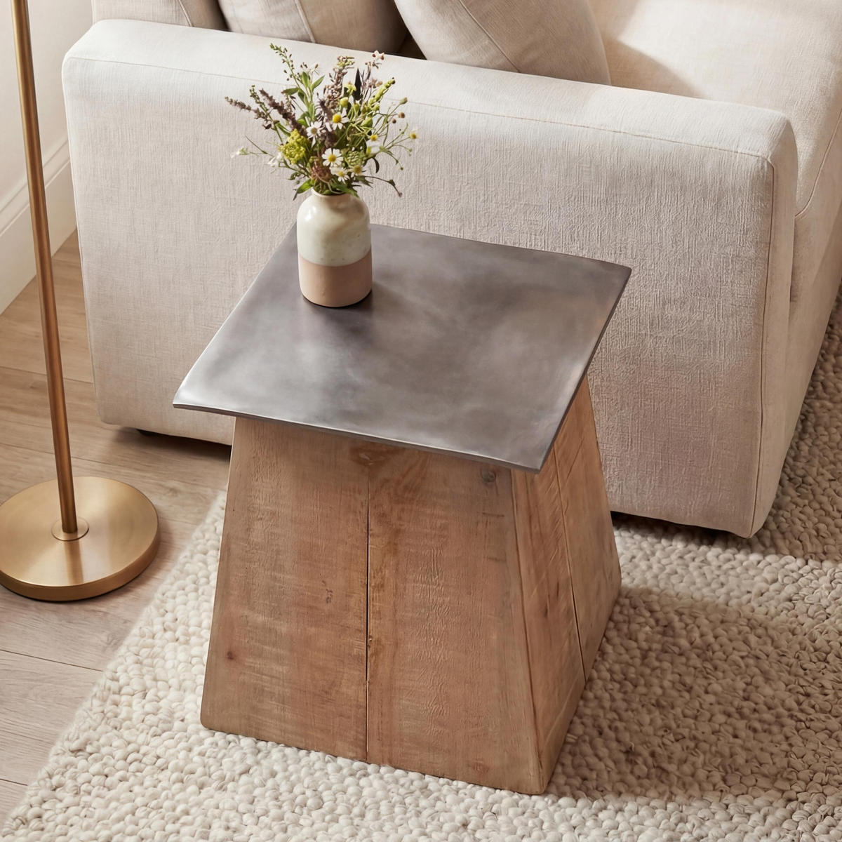 BEISTELLTISCH L76B quadrat Braun, Grau - Braun/Grau, Holz (36/36/45cm) - MCW