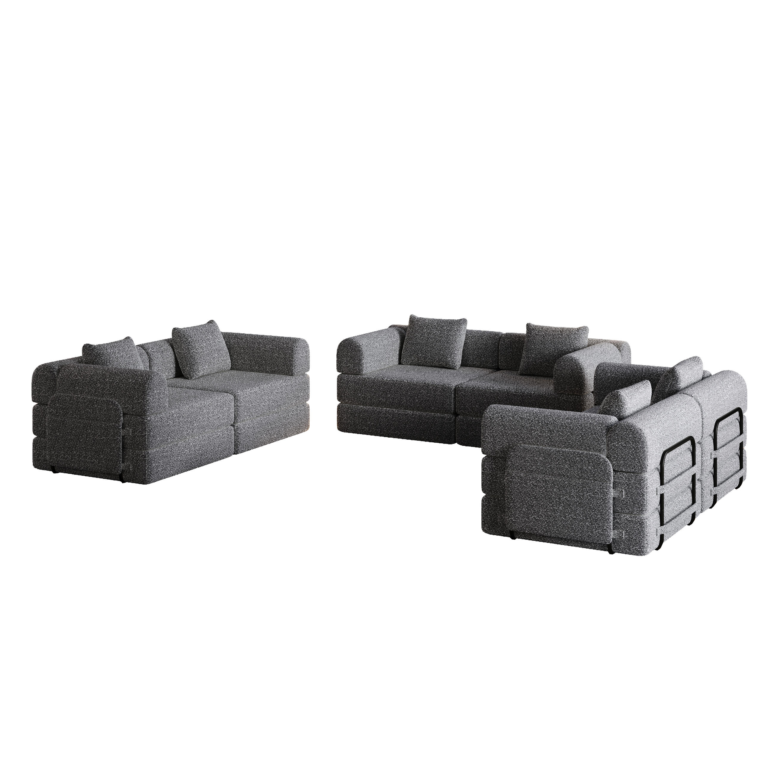 SITZGARNITUR DE-34539 modular Grau - Grau, Metall (183.8/69.8/274cm) - ComfortXL