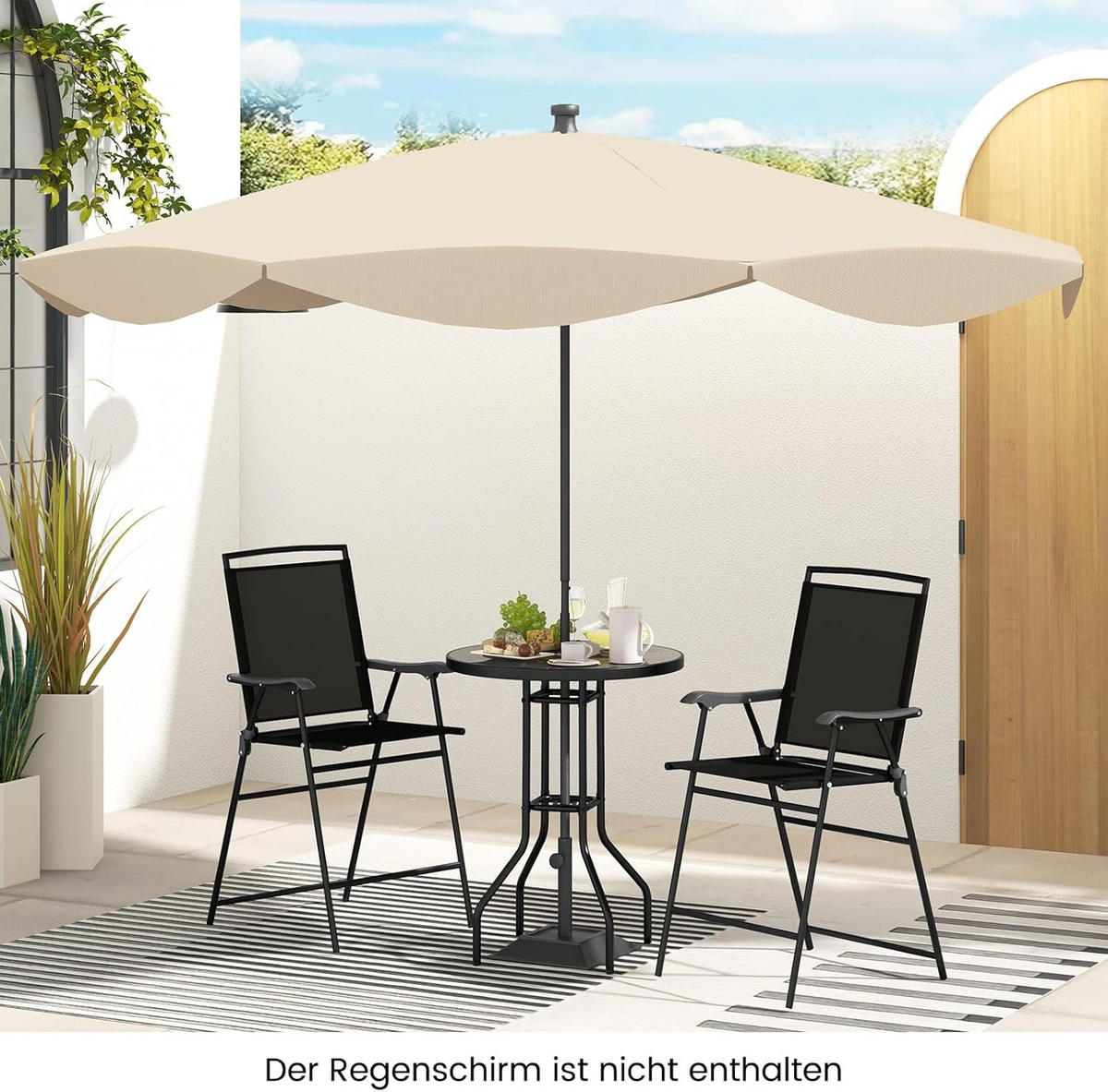 BARHOCKER SET Schwarz(3-teilig) - Schwarz, Textil - COSTWAY