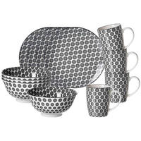 FRÜHSTÜCKSSET Takeo Circles schwarz-weiß 12-tlg. - Schwarz/Weiß, Keramik (2/2/2cm) - Ritzenhoff Breker