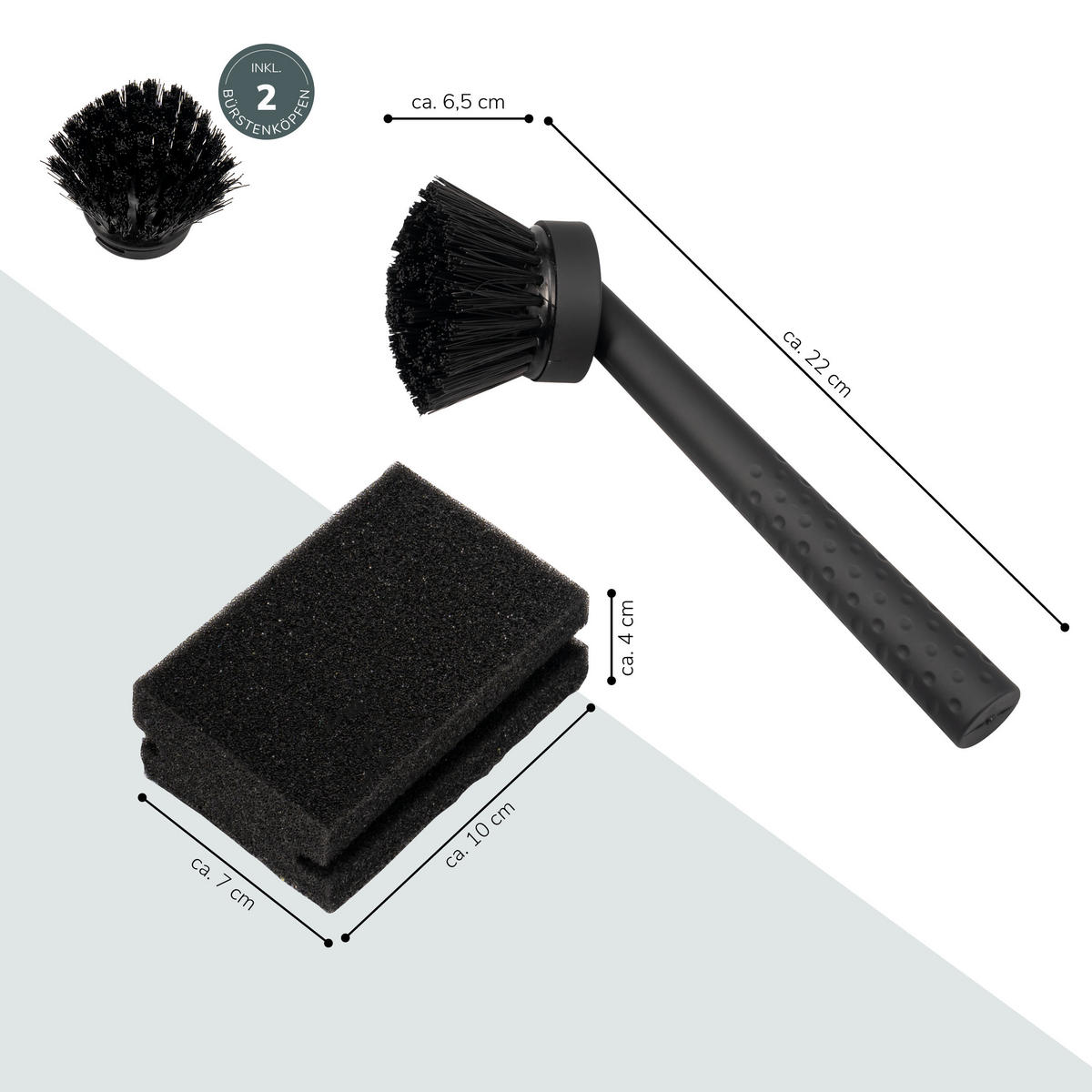 ABWASCHHELFER-SET, schwarzgrau - Schwarz, Kunststoff (6.5/22/6.5cm) - eluno