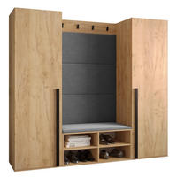 GARDEROBEN-SET 184/184/42 - Eichefarben/Schwarz, Holz/Kunststoff (184/184/42cm) - MÖBEL KRYSPOL