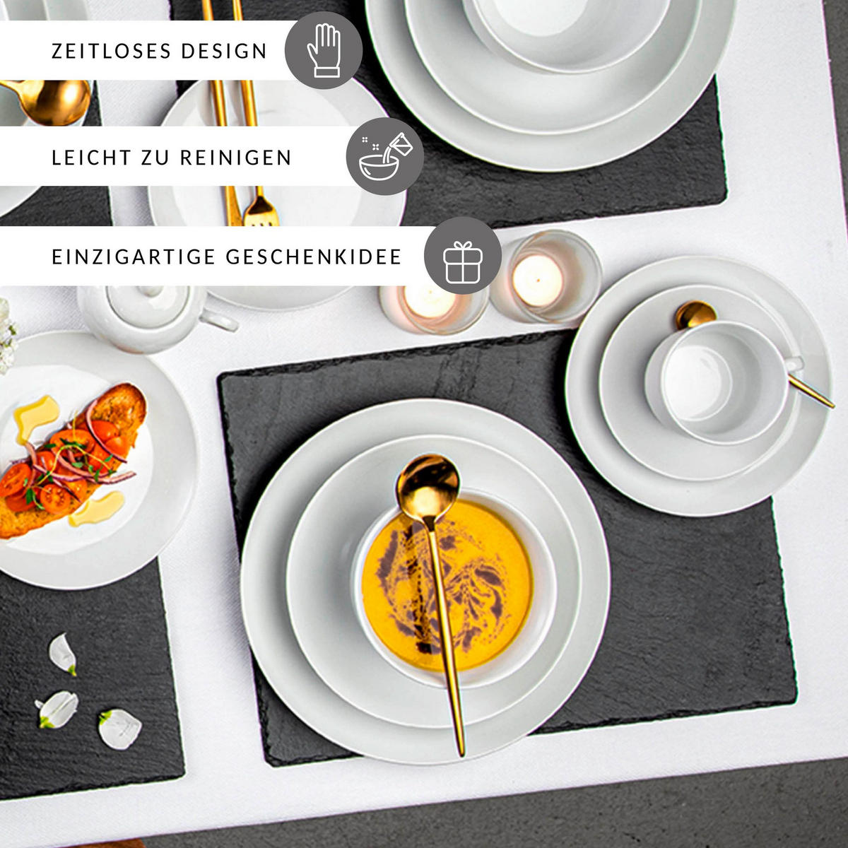 KAFFEETASSEN SET NEW PORT - 12 teilig aus Porzellan - Weiß, Keramik (45/13/23cm) - Sänger