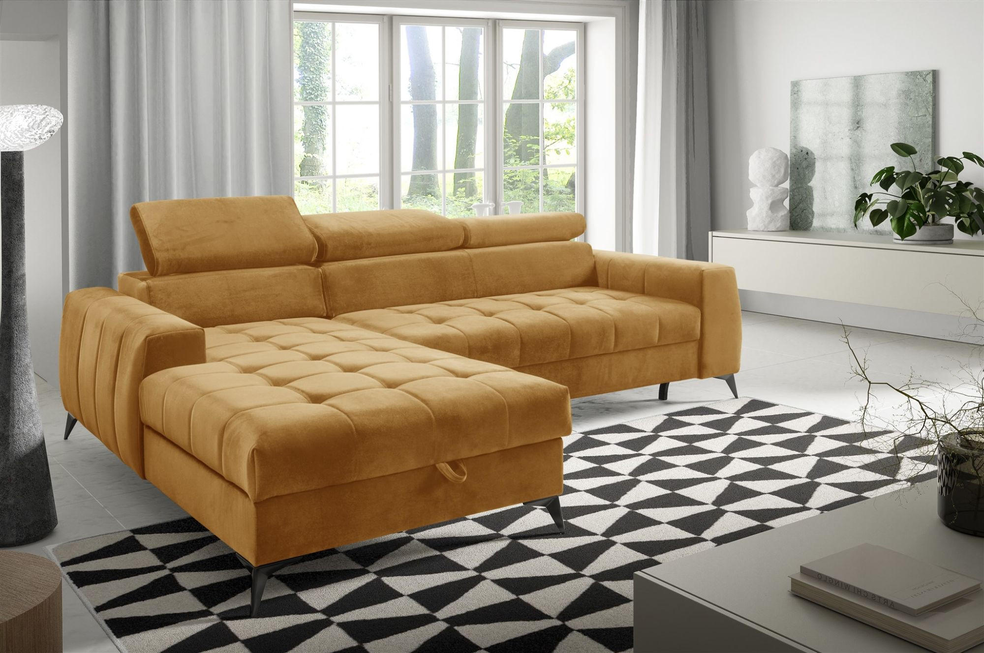 Thumbnail - Fun Möbel Ecksofa, Honig, Textil, L-Form, 260x200 cm, Wohnzimmer, Sofas & Couches, Wohnlandschaften, Ecksofas