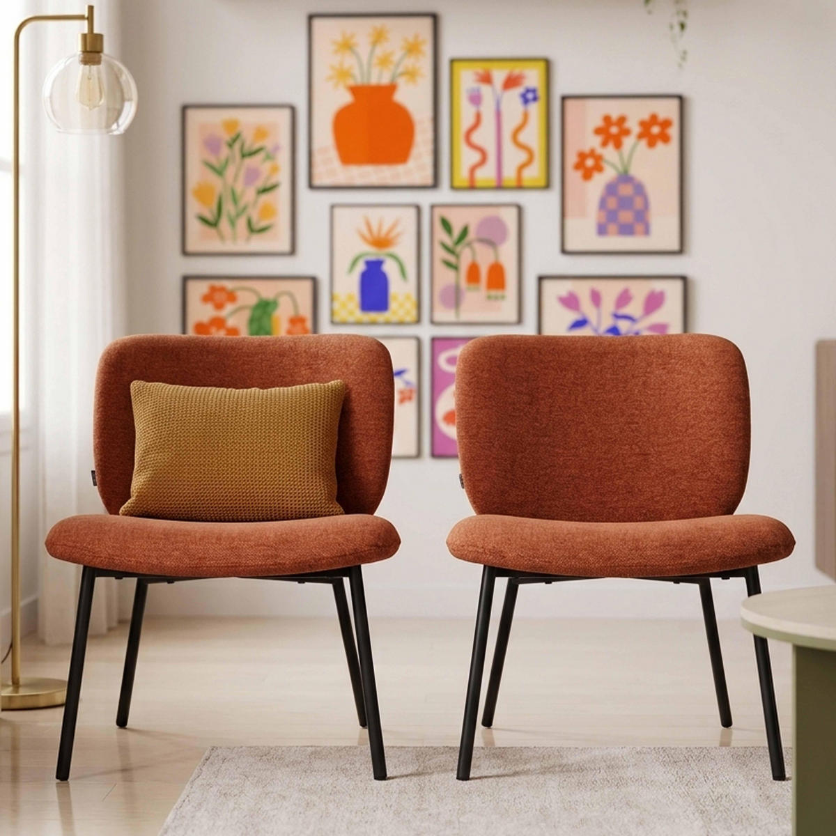 RELAXSESSEL 2-tlg., Rot - Rot, Textil/Metall (73/75/65cm) - Oviala