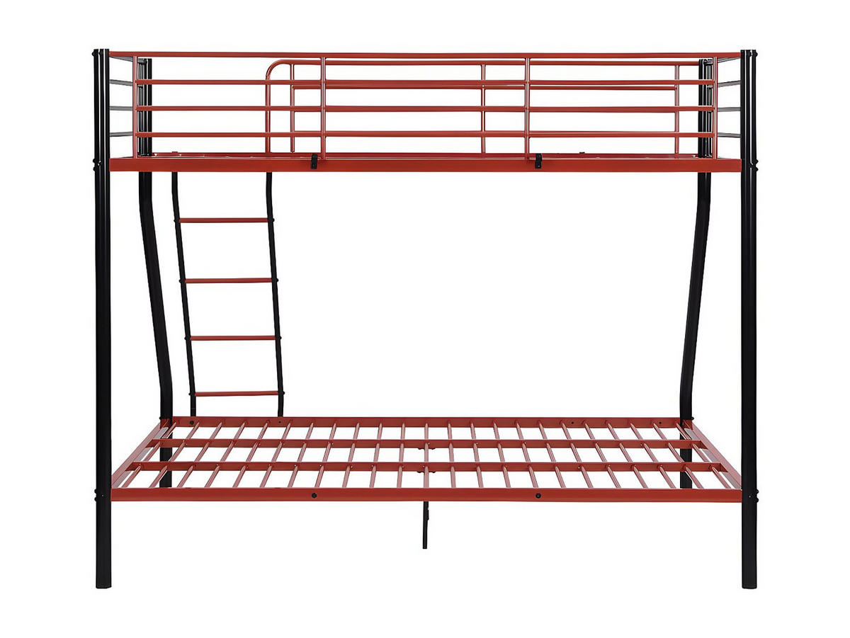 ETAGENBETT - 90 & 140 x 190 cm - Stahl - Schwarz & Rot - ELEVATIO IV - Rot/Schwarz, Metall - Vente-Unique