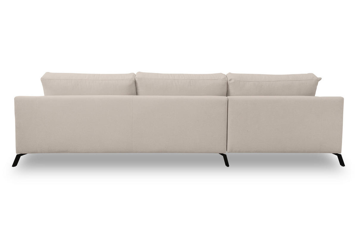 ECKSOFA Aspen in L-Form, Coach Farbe: Beige, Velourstoff, Ottomane Links - Beige, Textil (187/312cm) - VENASI MÖBEL