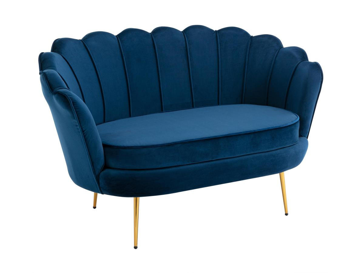 MUSCHELSOFA 2-Sitzer - Samt - Dunkelblau - DANDELION - Blau, Textil (73/78/124cm) - Pascal Morabito