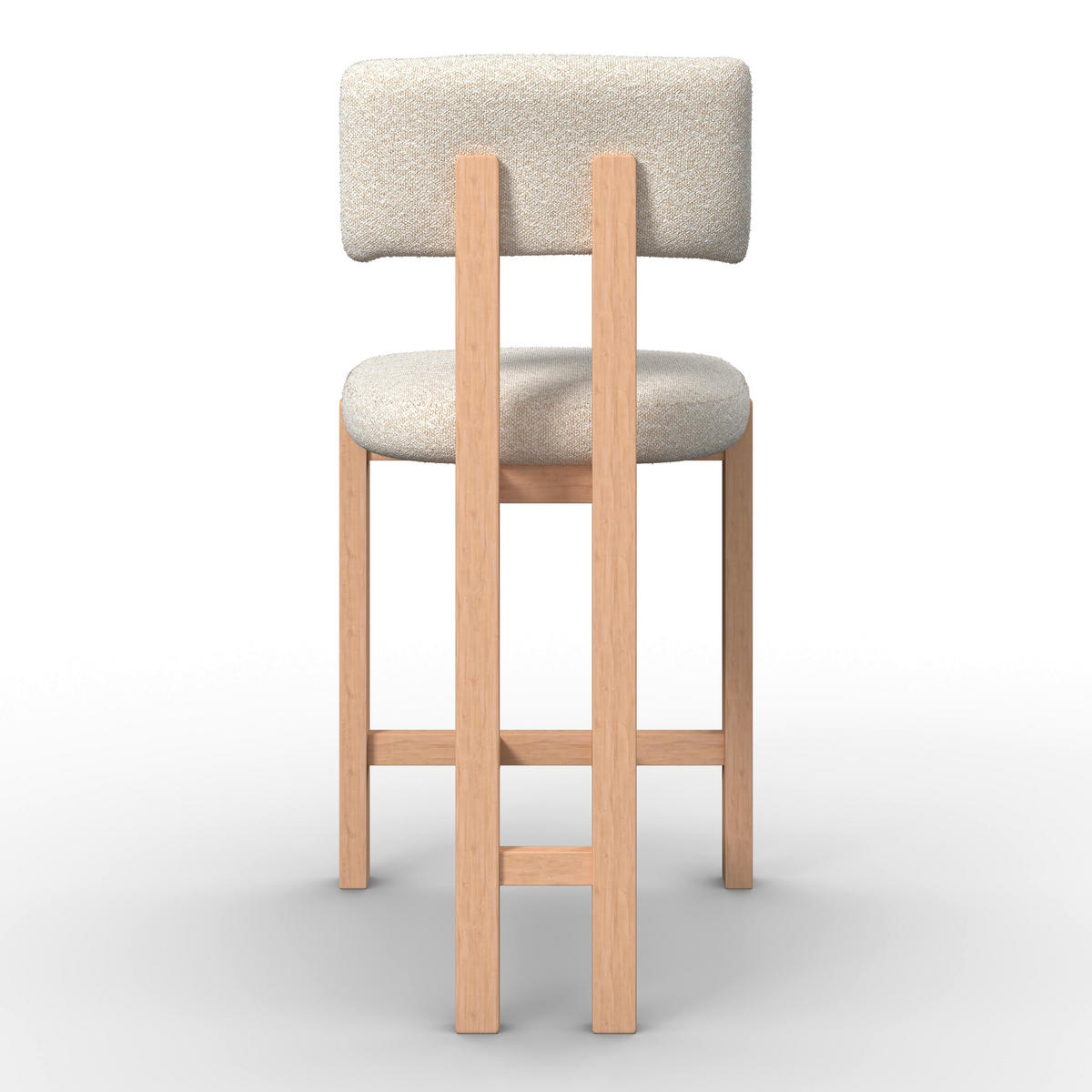 BARHOCKER Jonna Creme Bouclé Gepolstert - Creme, Holz (51/102/54cm)