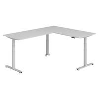 ECKSCHREIBTISCH elektrisch höhenverstellbar L-Form 240/180/74 cm in Grau/Silberfarben - Silberfarben/Grau, Holzwerkstoff (240/180/74cm) - bümö