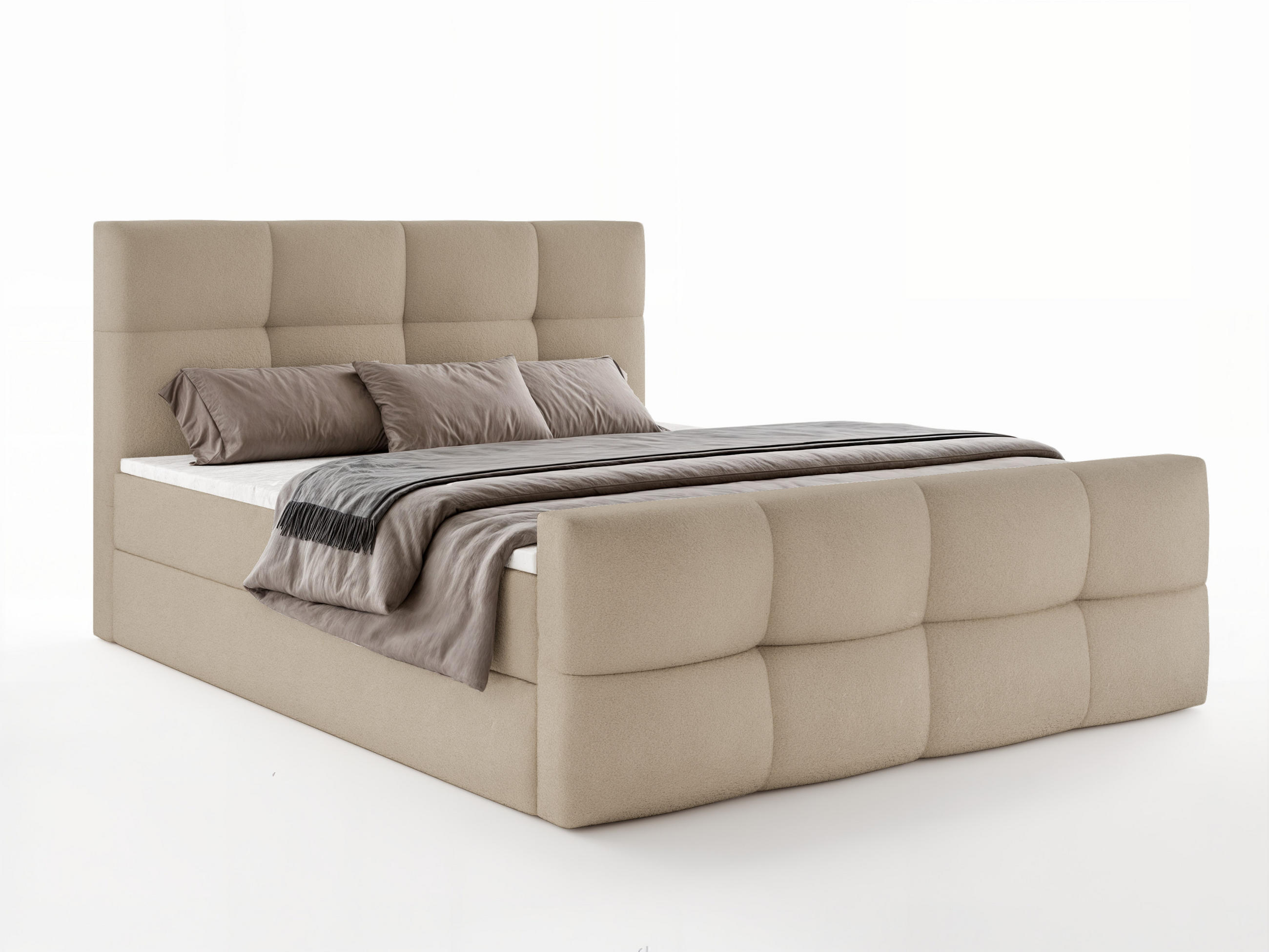 Luxkor24 Boxbett Beige 160x200 cm