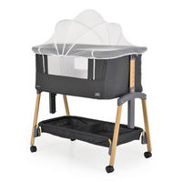 BEISTELLBETT Adoro schwarz 82 x 48 cm, 7 Höhenpositionen, Anti-Reflux, Moskitonetz, Matratze - Schwarz, Metall (48/82cm) - Cangaroo