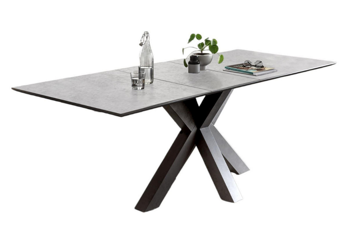 ESSTISCH ausziehbar Ela 3 160 x 90 x 75 Esszimmertisch Graphit/Keramik Hell - Hellgrau, Holz (160/90/75cm) - 58aufmkessel