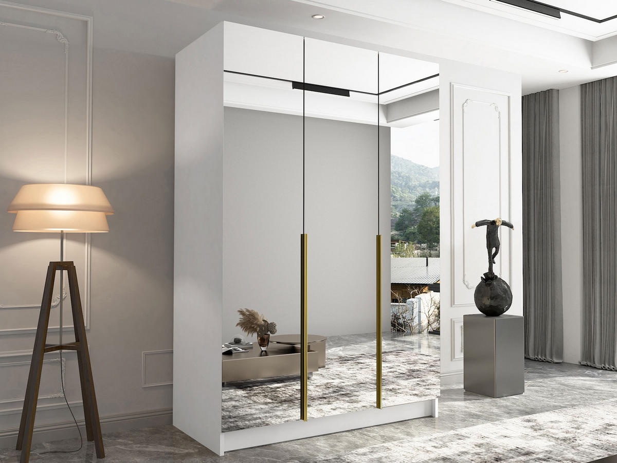 KLEIDERSCHRANK Calia III - Goldfarben/Multicolor, Holzwerkstoff/Metall (150/215/58cm) - MIRJAN24