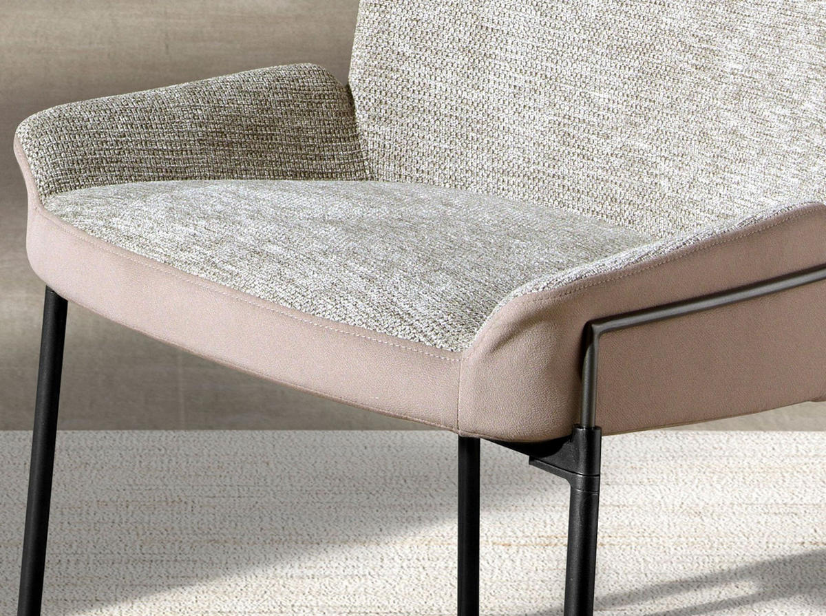 STUHL asymmetrisch Grau Stahl 58/54/76 cm - Graubraun, Textil/Metall (58/76/54cm) - ANGEL CERDA