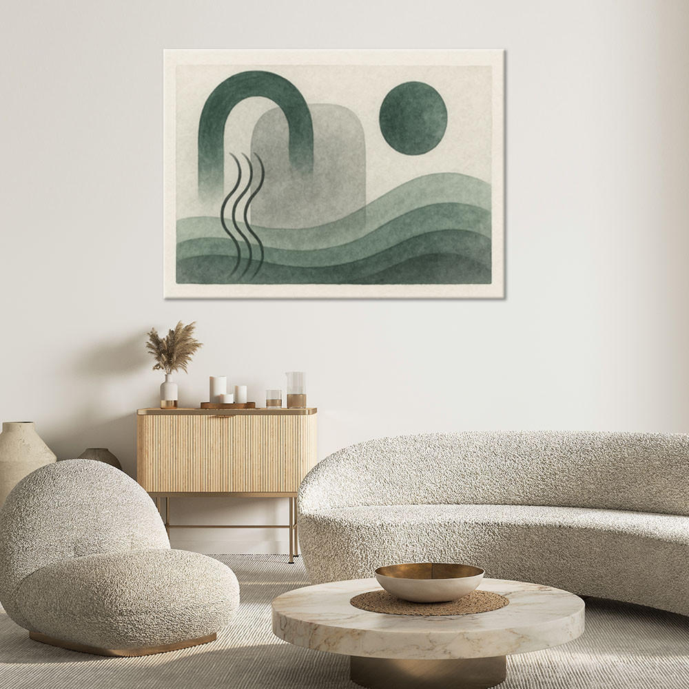 LEINWANDBILD Abstrakte Wellen Aquarell 100x70cm - Grau, Textil (100/70cm) - Feeby