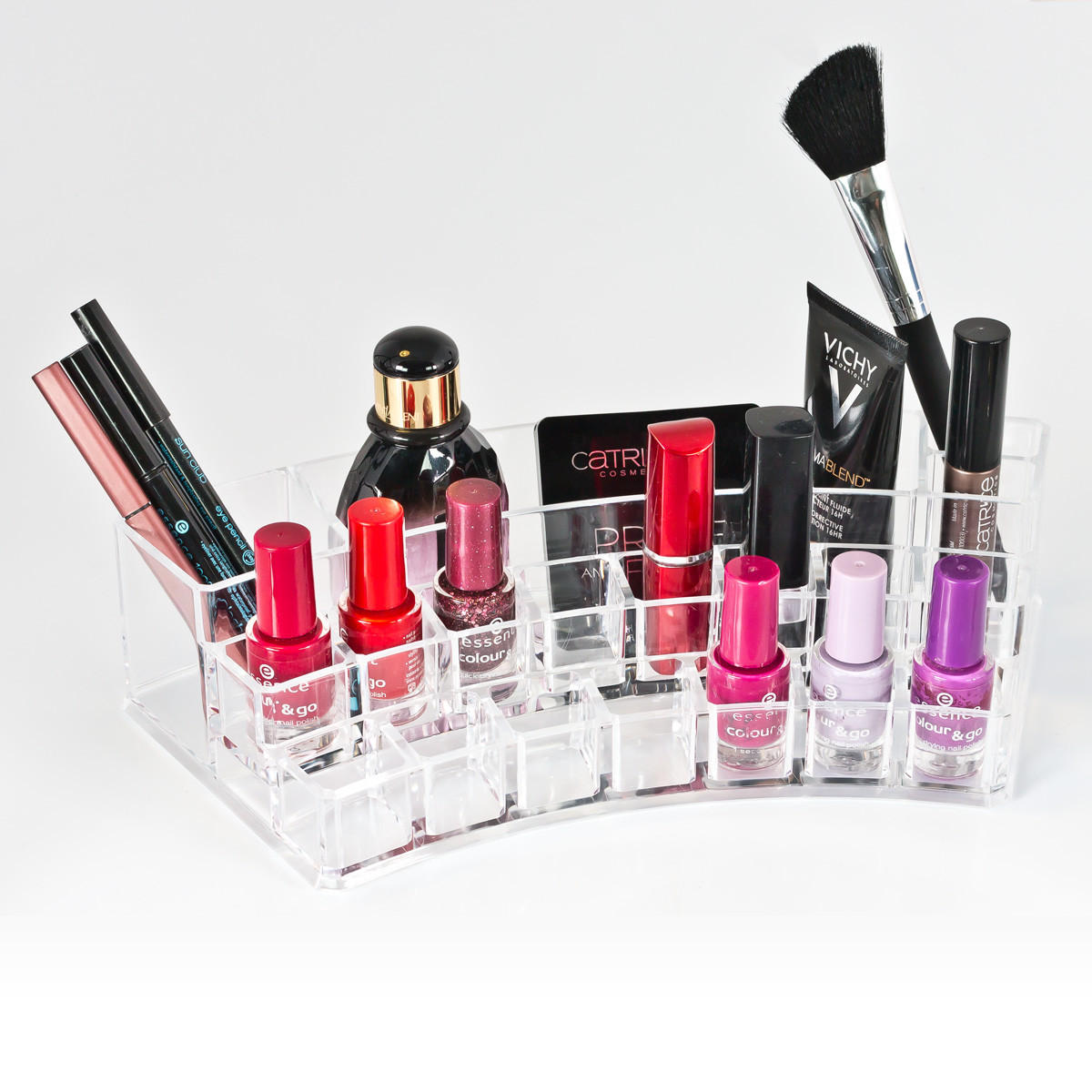 KOSMETIKORGANIZER, mit 19 Fächern, halbrund - Transparent, Kunststoff (28/12/6.5cm) - bremermann