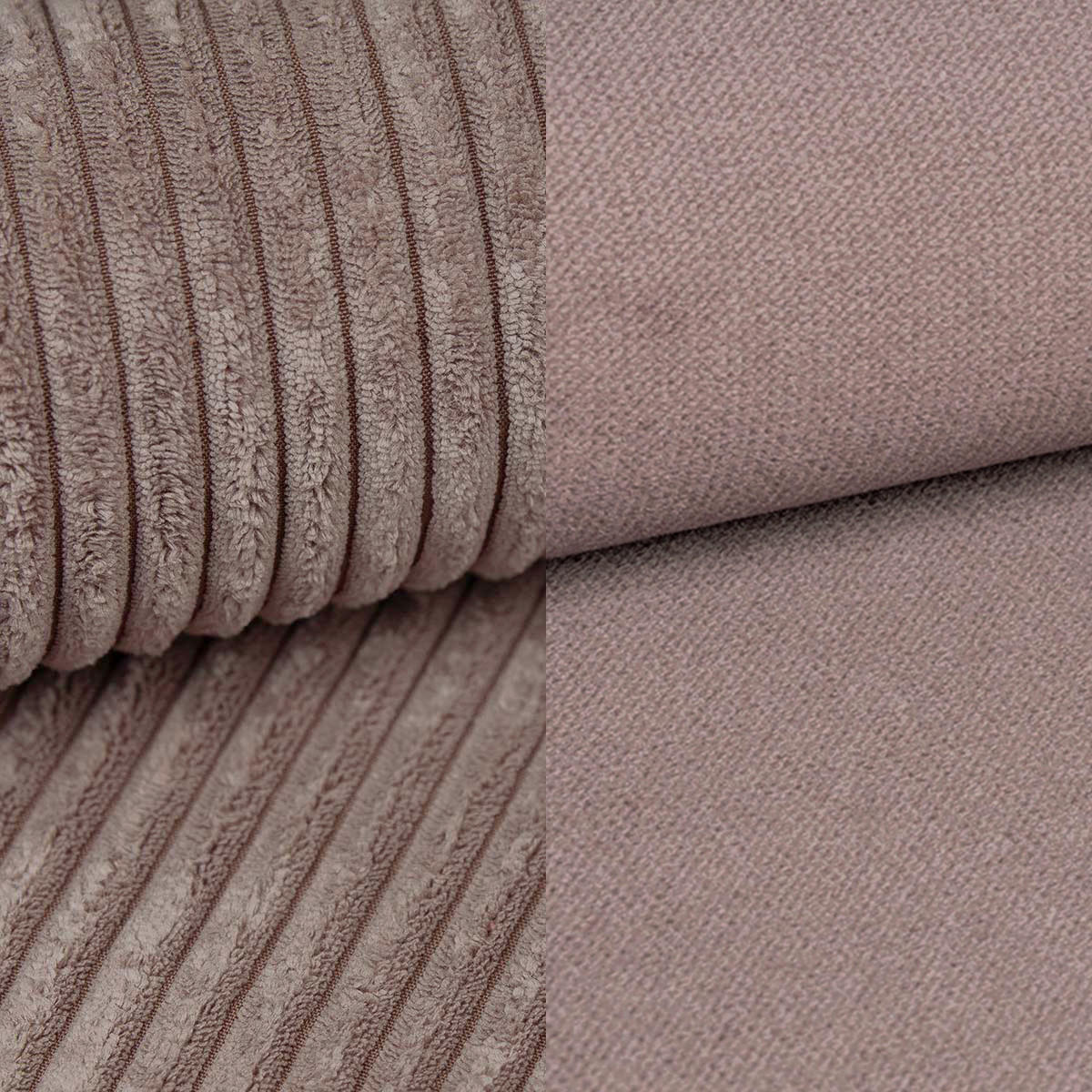 ECKSOFA SORGE Rosa Plüsch-Stoff mit Schlaffunktion - Rosa, Holz (220/143cm) - MASSENO
